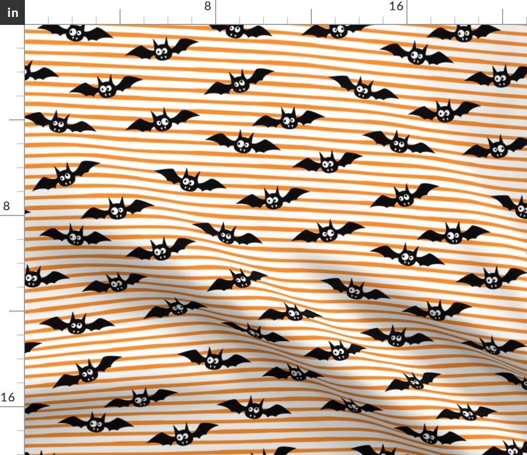 bats - cute halloween - orange stripes - LAD19