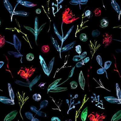 Summer night flowers • painted floral patterns