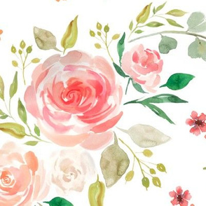 Watercolor Floral – Peach Blush Pink Blooms