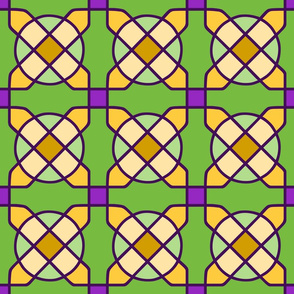 Circled Cross Tile PurpleGreenYellow