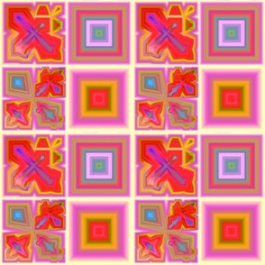 Red and Multi Color Fractal Tile