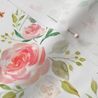 Watercolor Floral – Peach Blush Pink Blooms, SMALLER scale