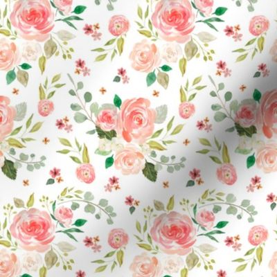 Watercolor Floral (smallest) Peach Blush Pink Blooms