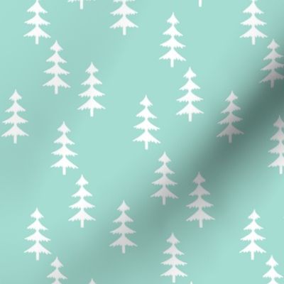 Trees (mint) Woodland Forest Fabric