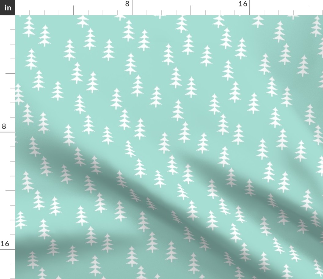 Trees (mint) Woodland Forest Fabric