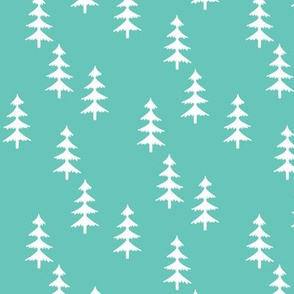 Trees (seagreen) Woodland Forest Fabric