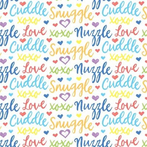 Cuddle Snuggle Nuzzle Love Rainbow Words by Angel Gerardo