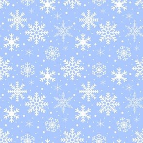 White Snowflakes on Blue