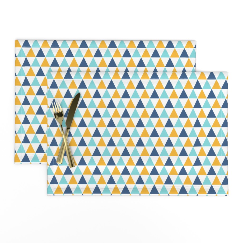 Denim, Teal, Gold, Triangles, medium