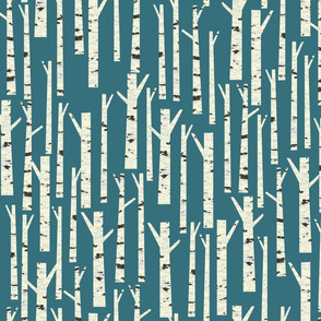 Birch Trees on Blue