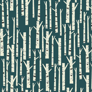 Birch Trees on Dark Blue