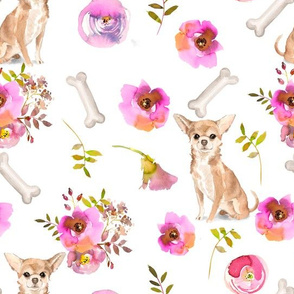 10" Chiwawa dog summer flower fabric, Chiwawa fabric, animal fabric 