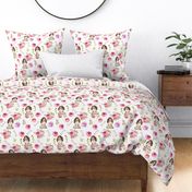 10" Spaniel dog summer flower fabric, Spaniel fabric, animal fabric 