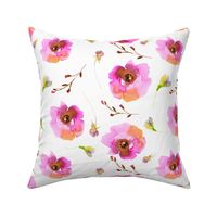 10" Pink hand drawn summer flowers - mix and match with my dog pattern 2