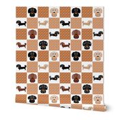 14" dachshund dog cheater quilt - cheater fabric, dog quilt, dachshund fabric, dog, girls dog quilt, pet design - white