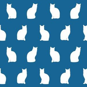 Sitting Cats Silhouettes dark blue