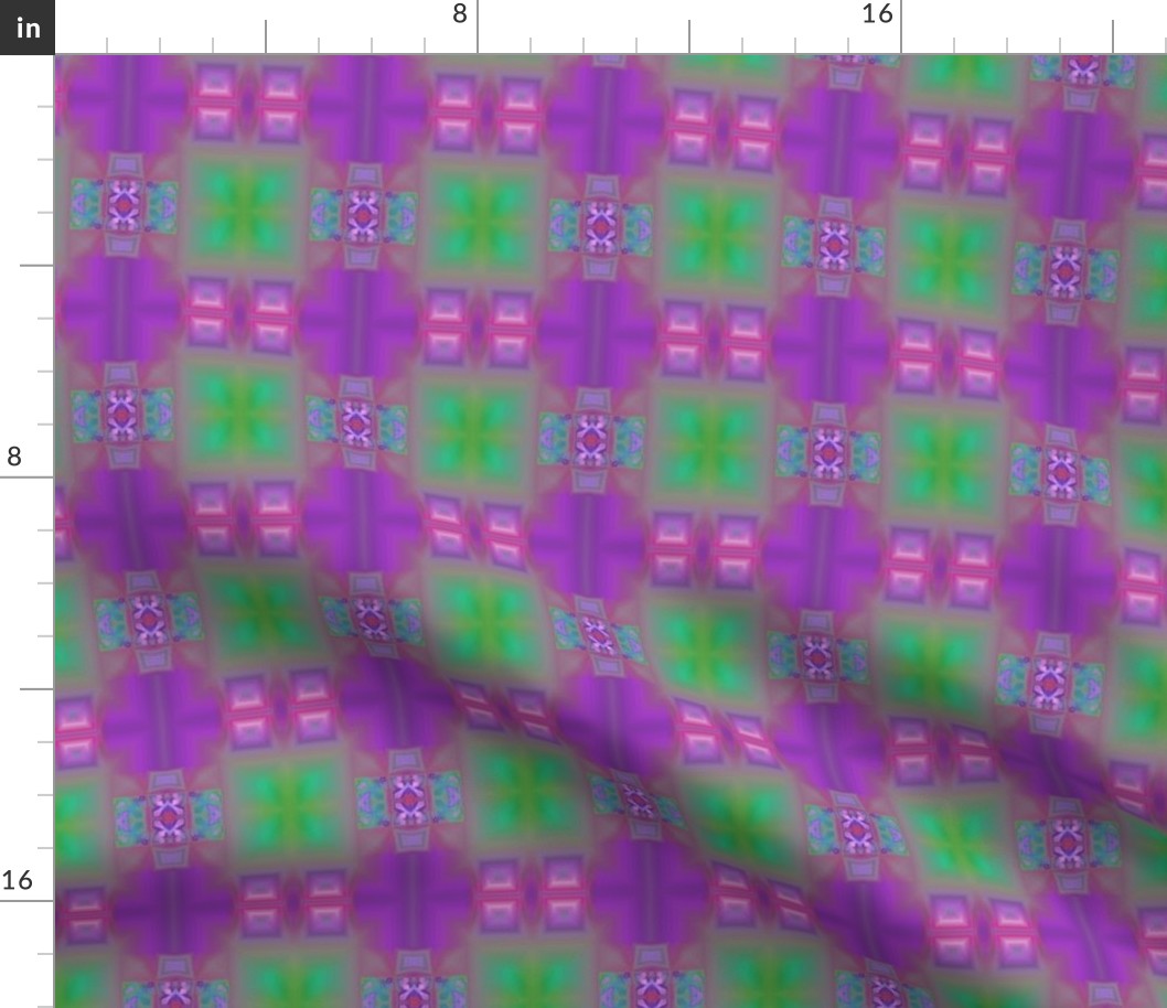 Bright Purple and Green Fractal Tiles