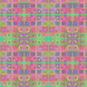 Warm Pink and Green Tiled Fractal