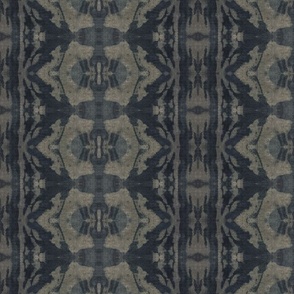 Damask Inspired Navy and Linen Abstract Floral