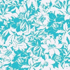 tropical florals in soft jade