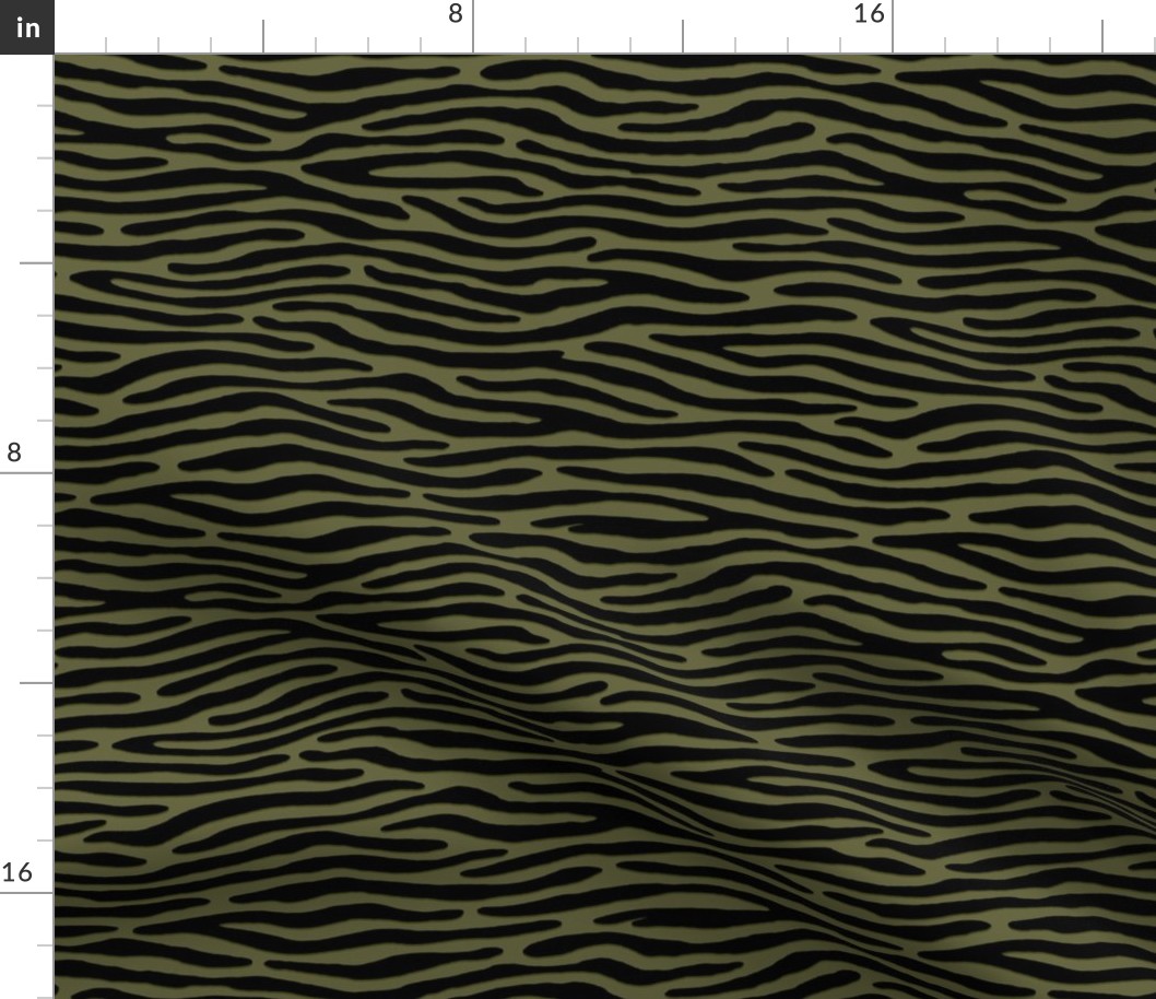 ★ ZEBRA OR TIGER ? ★ Camo Olive Green – Small Scale - Horizontal / Collection : Wild Stripes – Punk Rock Animal Prints 2