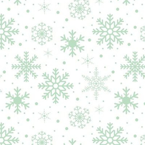 Snowflakes Smoky Green White