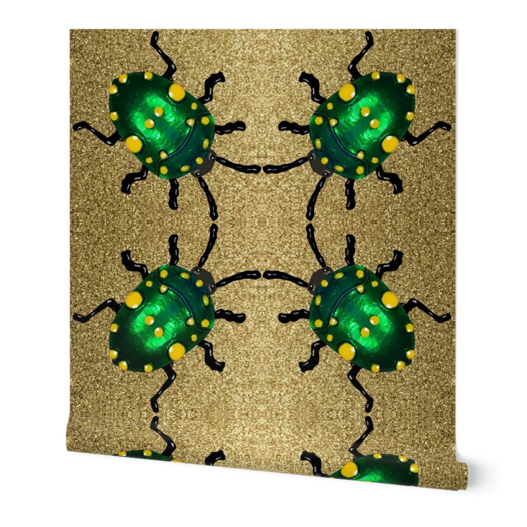 Scarab Green Beetle on Glitter Sand