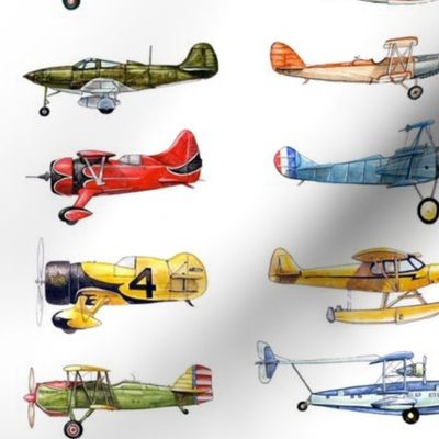 Vintage Airplane Collection on white