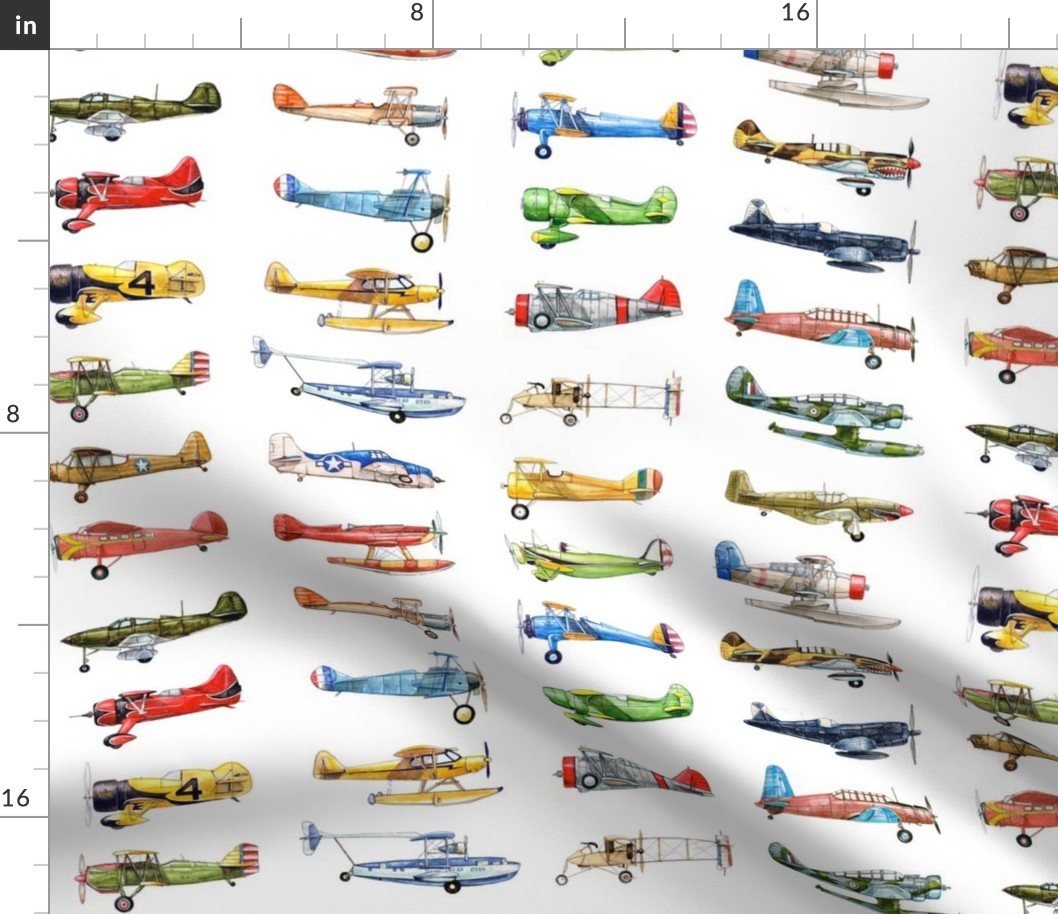 Vintage Airplane Collection on white