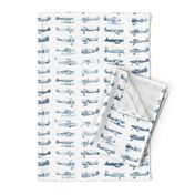 vintage plane collection blue on white