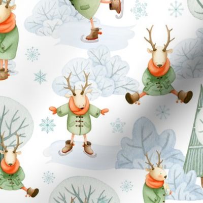 9" Woodland - Deer Winter Fun 