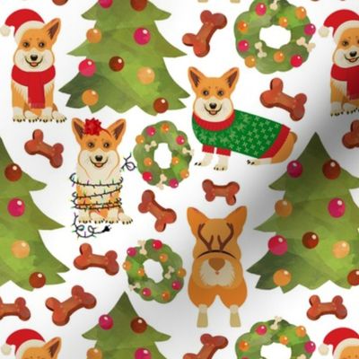 7" Corgi Dogs decorate the christmas tree-white