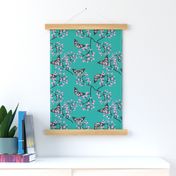 Butterflies in Spring - teal blue turquoise 