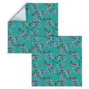 Butterflies in Spring - teal blue turquoise 