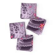 ★ SAKURA ★ Pink Cherry Blossom Japanese Tattoo / Purple Background - Jumbo Scale / Collection : Irezumi - Japanese Tattoo Prints