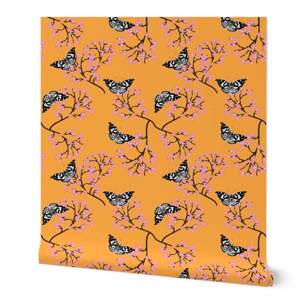 Butterflies in Spring - orange sunset