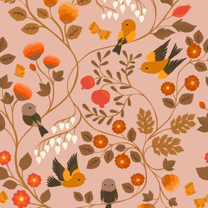 Fruit Birds Chinoiserie {Blush}