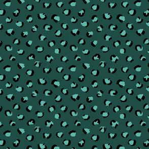 Trendy panther print animals fur modern Scandinavian style raw brush abstract color winter green teal SMALL