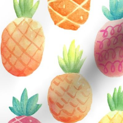 Watercolor Pineapples - LARGER scale