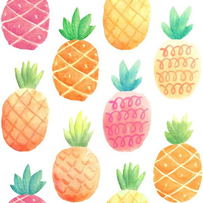 Watercolor Pineapples - LARGER scale