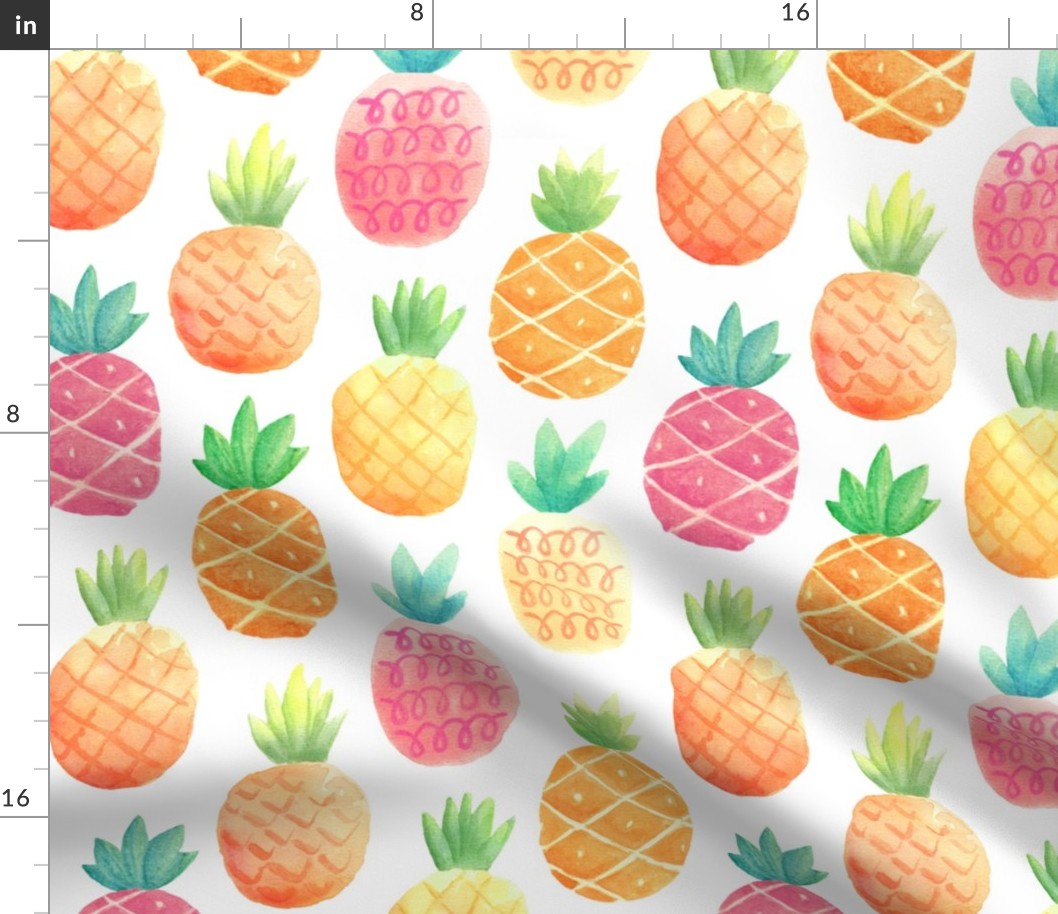 Watercolor Pineapples - LARGER scale