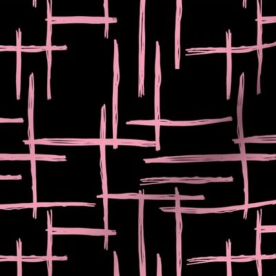 Abstract geometric minimal stripes checkered stripe trend pattern grid black pink