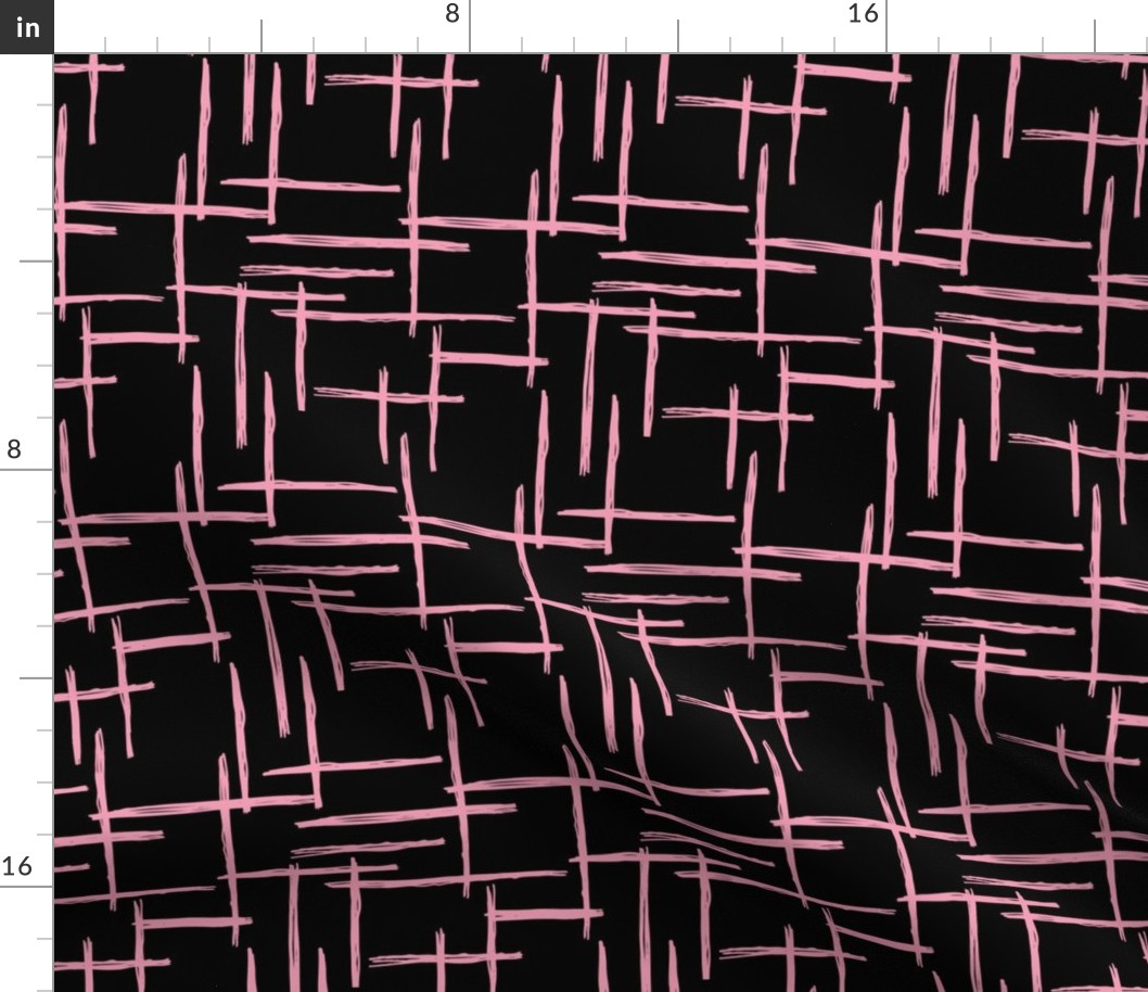 Abstract geometric minimal stripes checkered stripe trend pattern grid black pink