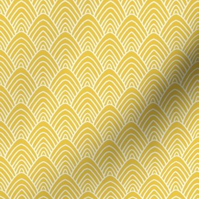 Mountain tops minimal mudcloth abstract rainbow scallop design modern boho trend summer yellow ochre