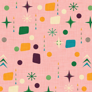 Atomic Pattern Pink Green  #midcenturymodern