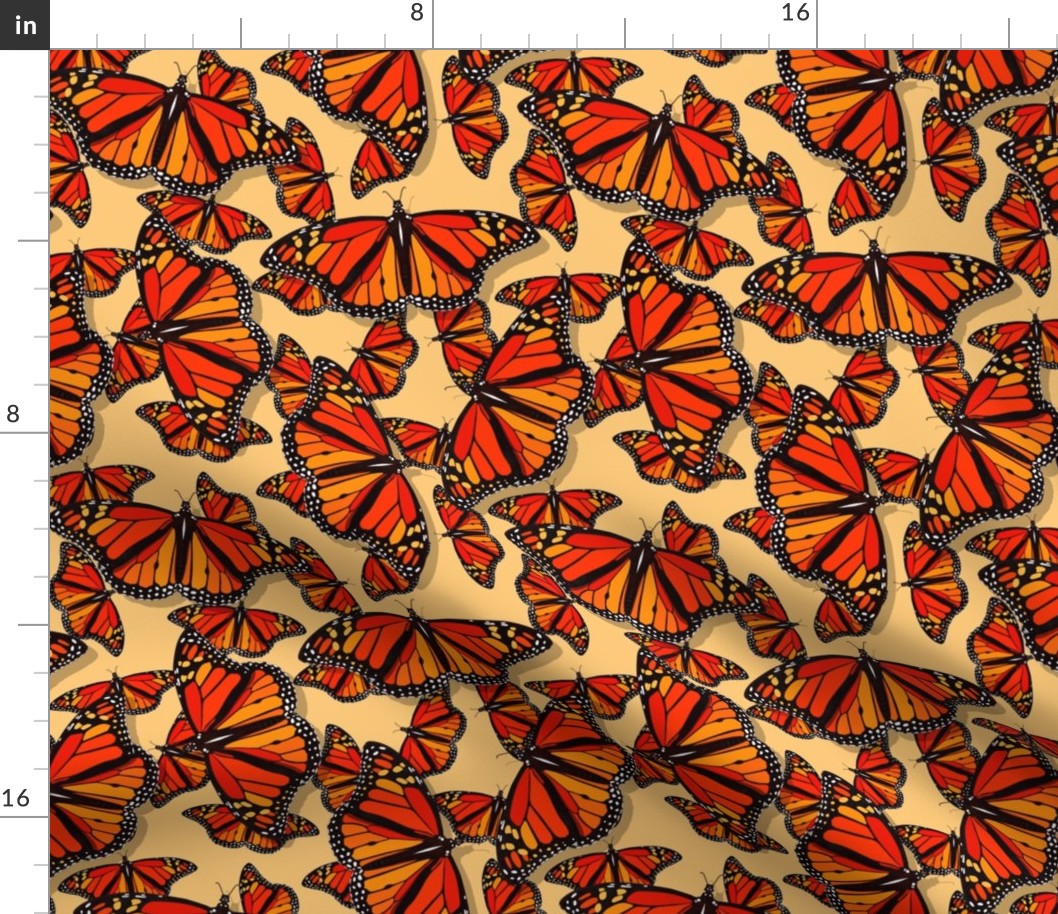 Lots of Monarch Butterflies pattern on golden yellow 
