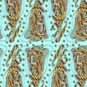 Fake Gold Filigree Tulip Sky blue