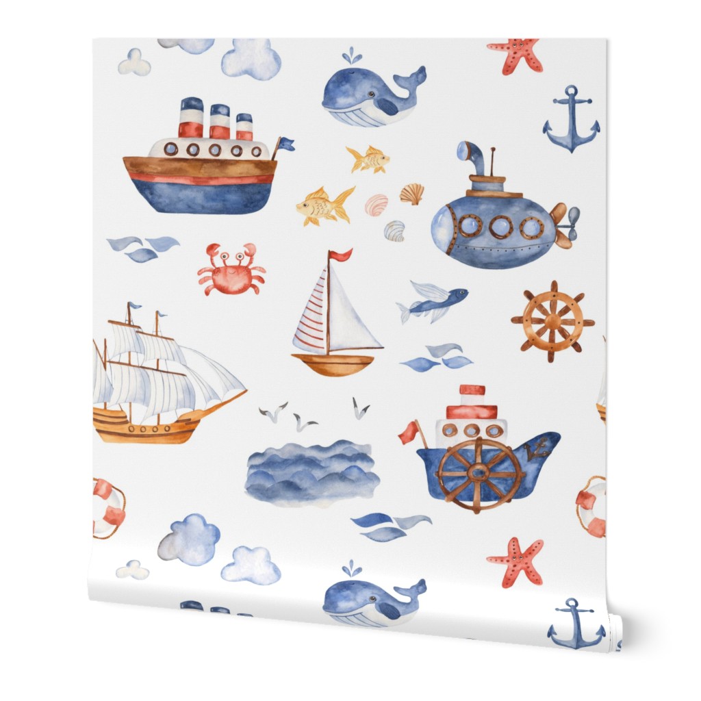 Ships Ahoy // White - Summer, Beach, Nautical, Ships