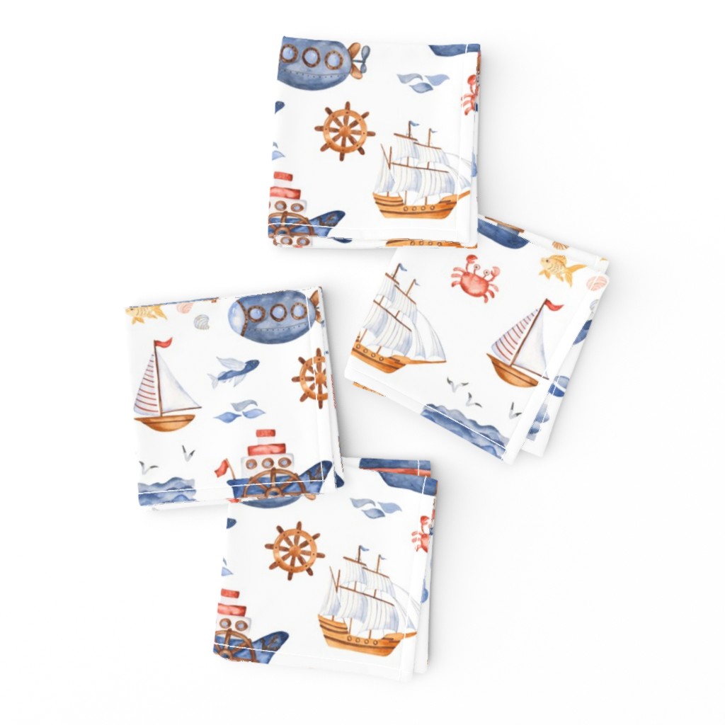 Ships Ahoy // White - Summer, Beach, Nautical, Ships