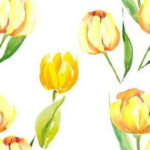 Yellow Watercolor Tulips 
